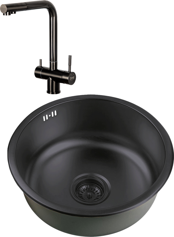 Комплект Мойка Zorg Inox PVD + Смеситель Inox SZR-7039 GRAFIT графит