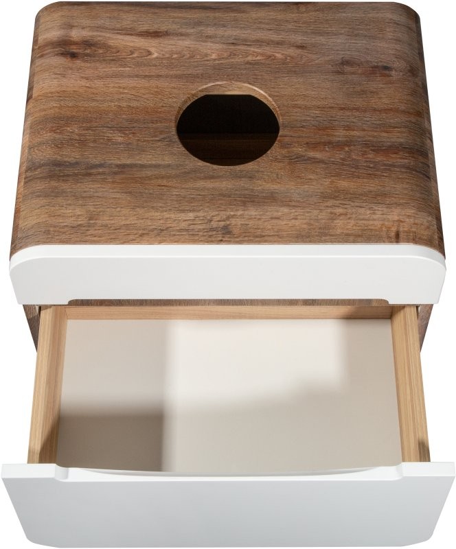 Тумба с раковиной Runo Ницца 60 темное дерево, белая, раковина Sole 40