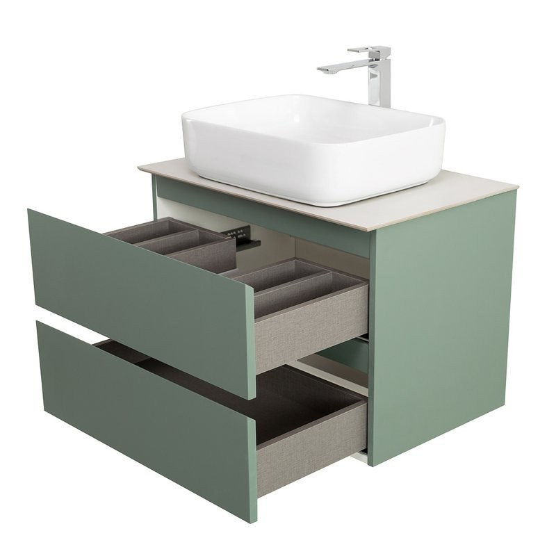 Тумба под раковину со столешницей BelBagno Kraft 70 подвесная, матовая еловая, столешница kep-70-bo