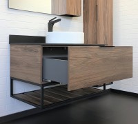 Тумба с раковиной Comforty Порто 90 подвесная, дуб темно-коричневый