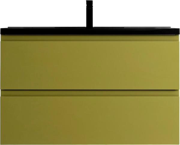 Тумба с раковиной Art&Max Bianchi 100 подвесная, оливковая, черная раковина