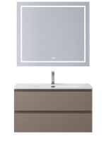 Мебель для ванной комнаты BelBagno Kraft 90 подвесная, матовая бежевая, раковина bb-8099-90