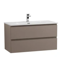 Мебель для ванной комнаты BelBagno Kraft 90 подвесная, матовая бежевая, раковина bb-8099-90