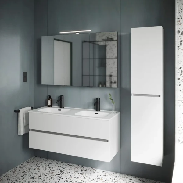 Мебель для ванной комнаты Sancos Urban двойная 120 см, белый глянец