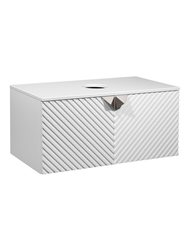 Тумба под раковину со столешницей Runo Андорра 70 подвесная, матовая белая, белый глянец