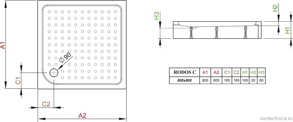Поддон для душа Radaway Rodos C800
