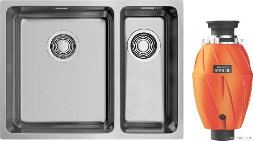 Комплект Мойка Omoikiri TADZAVA 58-2-U/IF L + Измельчитель Nagare 750