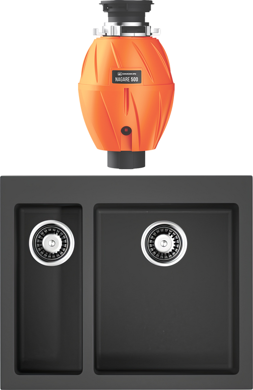 Комплект Мойка Omoikiri Bosen 59-2-BL черная + Измельчитель Nagare 500