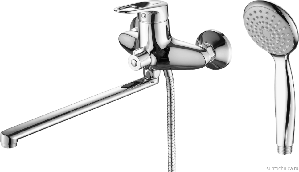 Смеситель с длинным изливом для ванны Fashun A2204 хром