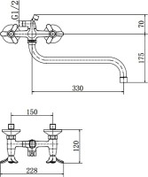 Смеситель с длинным изливом для ванны Fashun A2212-2 хром Смеситель с длинным изливом для ванны Fashun A2212-2 хром