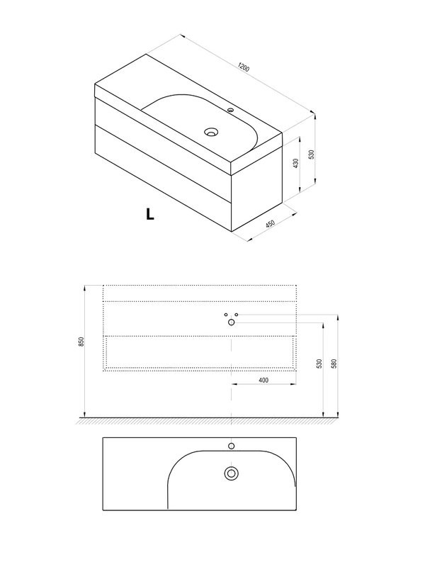 Тумба под раковину без столешницы Ravak Lite SD 120 L глянцевая белая