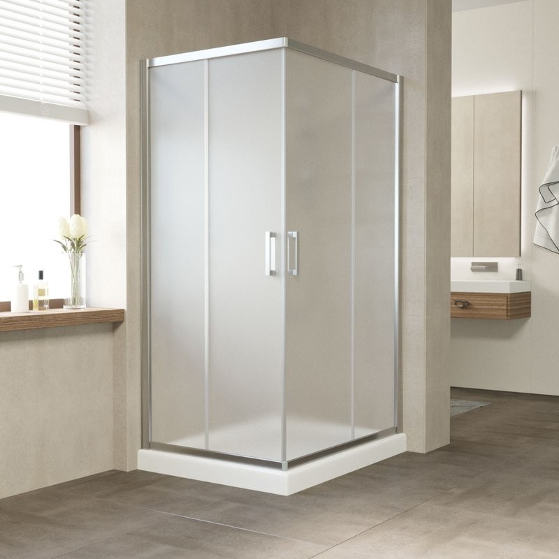 Душевой уголок Vegas Glass ZA-F Tur Novo 90*80 08 10 профиль глянцевый хром, стекло сатин