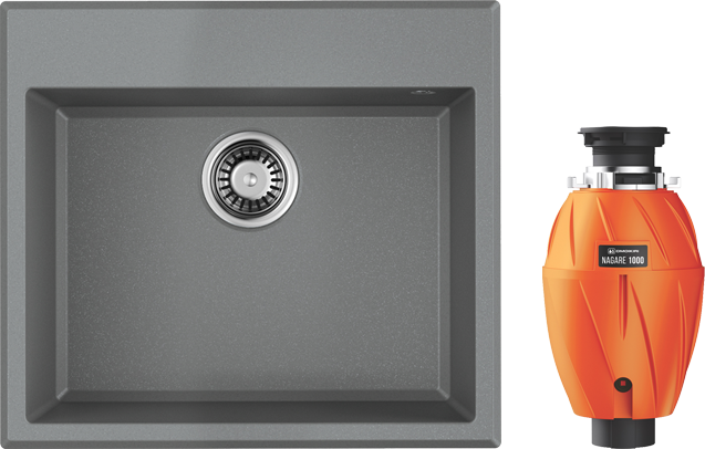 Комплект Мойка Omoikiri Tedori 57-GR leningrad grey + Измельчитель Nagare 1000
