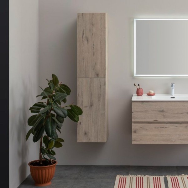 Шкаф пенал для ванной Aquanet Алвита new 35 дуб веллингтон белый