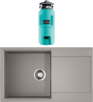 Комплект Мойка Omoikiri Daisen 86 leningrad grey + Измельчитель Nagare slim 1250-AZ azur blue