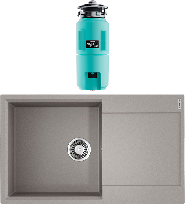 Комплект Мойка Omoikiri Daisen 86 leningrad grey + Измельчитель Nagare slim 1250-AZ azur blue