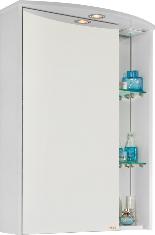 Зеркало-шкаф Vod-Ok Мона L 60 белое, с подсветкой