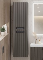 Шкаф-пенал для ванной BelBagno Due 40 подвесной, ручки белые, оружейная сталь