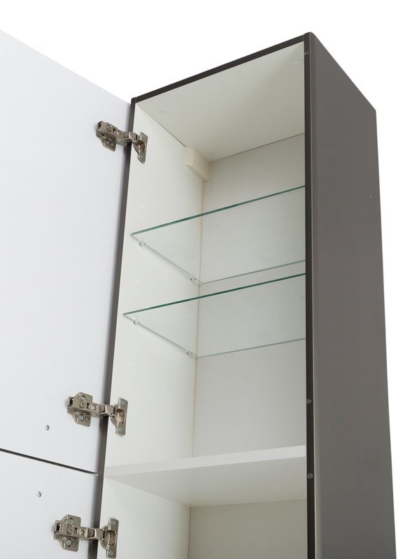 Шкаф-пенал для ванной BelBagno Due 40 подвесной, ручки белые, оружейная сталь