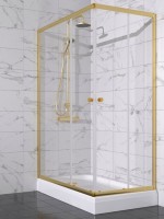 Душевой уголок Triton Вента -Голд 90х90, профиль золото, стекло прозрачное, с поддоном