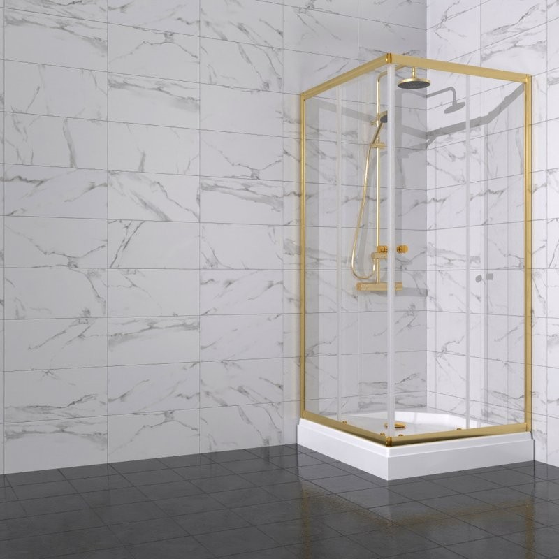 Душевой уголок Triton Вента -Голд 90х90, профиль золото, стекло прозрачное, с поддоном