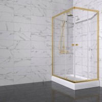 Душевой уголок Triton Вента -Голд 90х90, профиль золото, стекло прозрачное, с поддоном