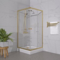 Душевой уголок Triton Вента -Голд 90х90, профиль золото, стекло прозрачное, с поддоном