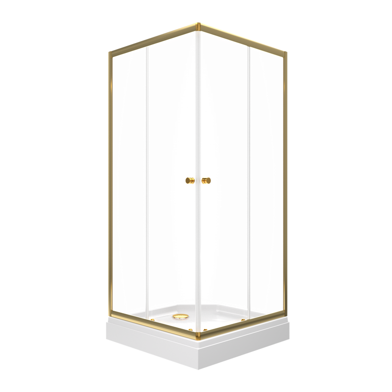 Душевой уголок Triton Вента -Голд 90х90, профиль золото, стекло прозрачное, с поддоном