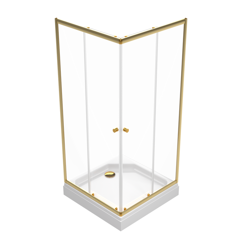 Душевой уголок Triton Вента -Голд 90х90, профиль золото, стекло прозрачное, с поддоном