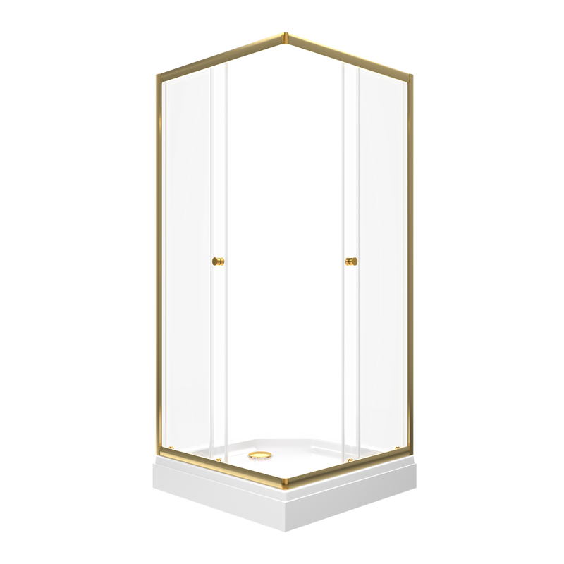 Душевой уголок Triton Вента -Голд 90х90, профиль золото, стекло прозрачное, с поддоном