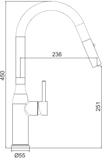Смеситель для кухни Gappo G4398-45 с выдвижным изливом, сатин