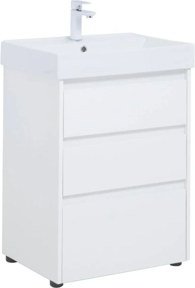 Тумба с раковиной Aquanet Nova Lite 60 напольная, белая, 3 ящика