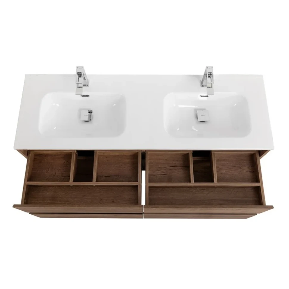 Мебель для ванной комнаты BelBagno Kraft 120 для двоих, 4 ящика, rovere tabacco
