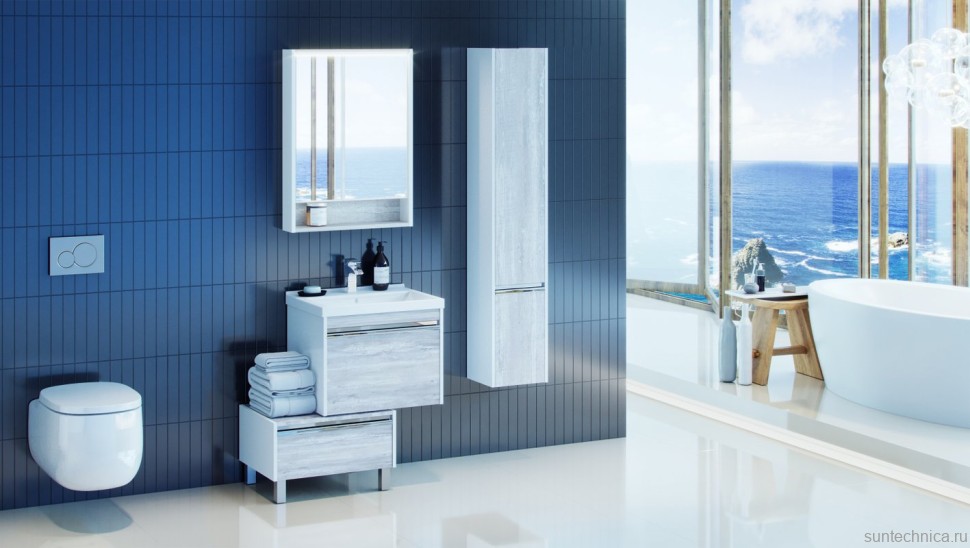 Тумба с раковиной AQUATON Капри 60 бетон пайн
