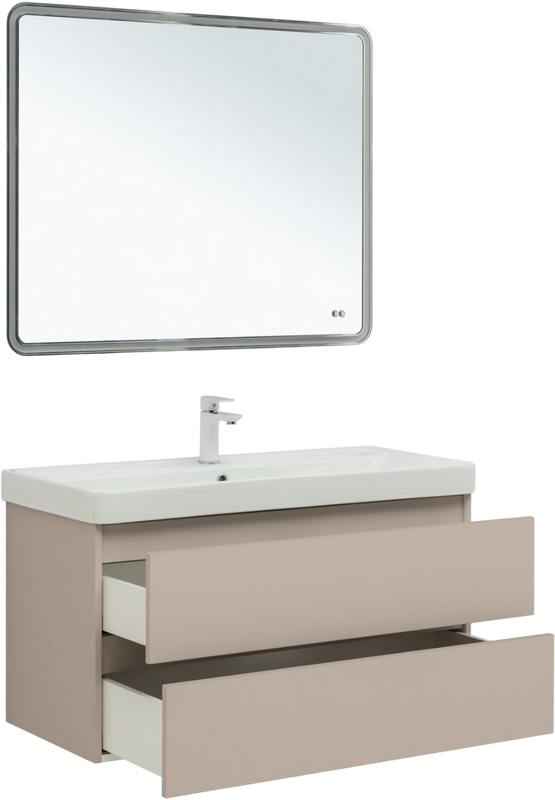 Мебель для ванной комнаты Aquanet Вега 2.0 100 подвесная, бежевая матовая