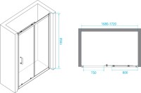 Душевой уголок RGW Passage PA-14B+120 см (168-172)х120х195, профиль черный матовый, стекло прозрачное