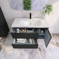 Тумба с раковиной Caprigo Forte 100 R подвесная, черная