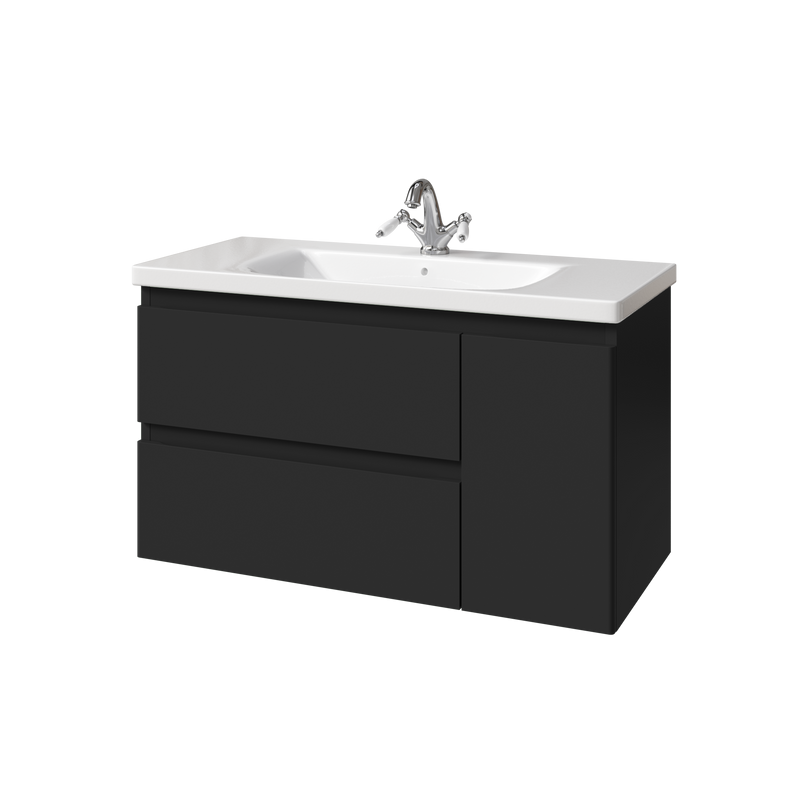 Тумба с раковиной Caprigo Forte 100 R подвесная, черная