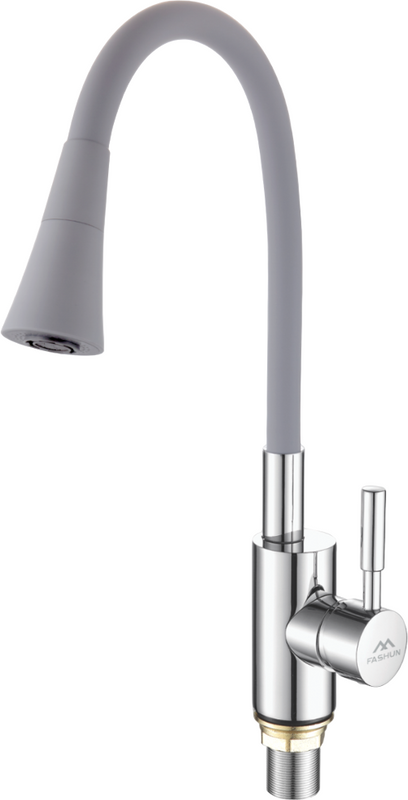 Смеситель для кухни Fashun A4053+B17 с гибким изливом, хром, серый