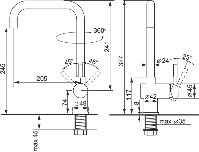 Смеситель для кухни Ulgran Quartz UQ-023 бетон