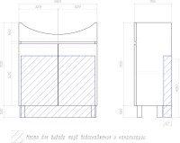 Тумба с раковиной Vigo Wing 70 напольная, 2 дверки, дуб золотой, раковина Балтика 70