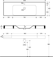 Раковина Kerasan Cento 3535 140 см