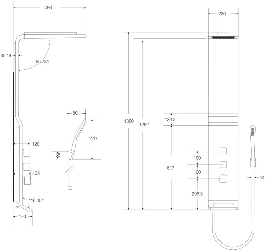Душевая панель Ceruttispa Sella S CT8990 серебро