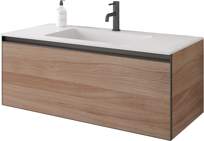 Тумба под раковину без столешницы Armadi Art Quatro 1 100 willow, профиль anthracite