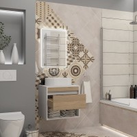 Тумба подвесная для ванной 55 см Teymi Ritta корпус белый фасад дуб T60537