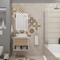 Тумба подвесная для ванной 55 см Teymi Ritta корпус белый фасад дуб T60537