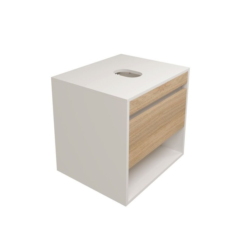 Тумба подвесная для ванной 55 см Teymi Ritta корпус белый фасад дуб T60537