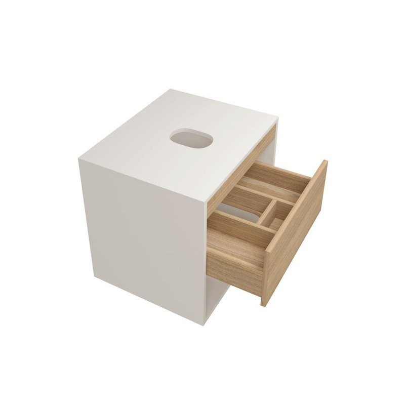 Тумба подвесная для ванной 55 см Teymi Ritta корпус белый фасад дуб T60537