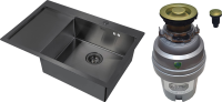 Комплект Мойка Zorg Inox PVD 7851 R grafit + Измельчитель ZR-75 D BRONZE
