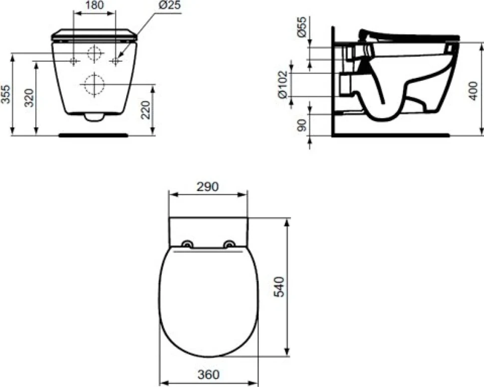 Комплект Унитаз подвесной Ideal Standard Connect AquaBlade E047901 + Крышка E772401 с микролифтом + Инсталляция Grohe Rapid SL 38772001 3 в 1 с кнопкой смыва + Звукоизоляция